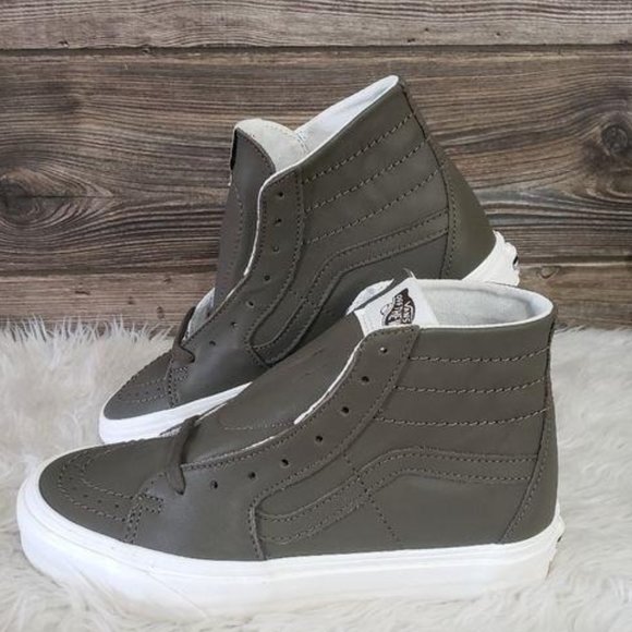 New Vans Sk8-Hi Tapered Soft Leather Olive Green - Picture 1 of 8
